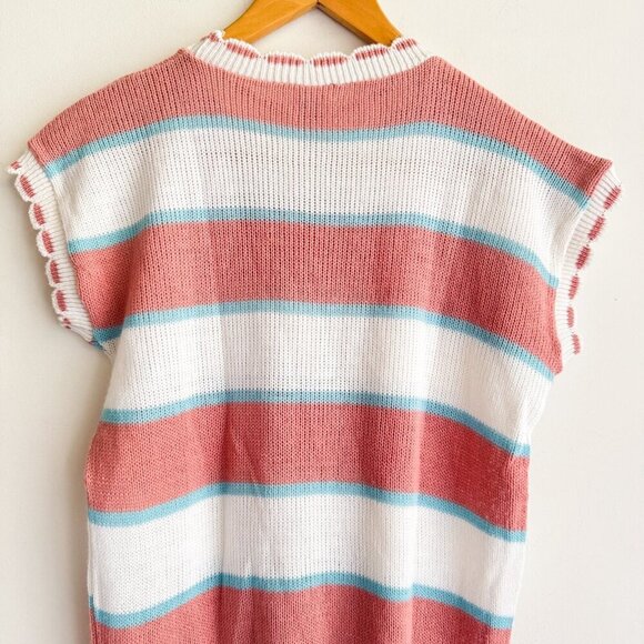 Vintage Striped Knit Short sleeve Top Made in England S - Picture 8 of 8